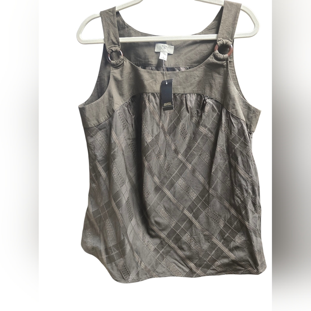 Ann Taylor Loft Oulet Brown Sleeveless Top 100% Cotton Sz. L